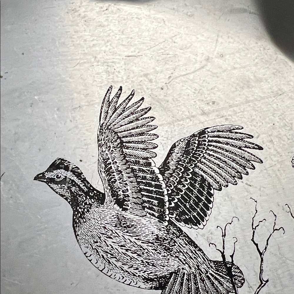 Source Unknown Silver Decorative Plate with Bird Design - Picture 4 of 6